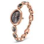 Imber oval watch Swiss Made, Metal bracelet, Black, Rose gold-tone finish